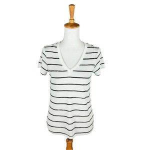 Alternative Eco Ivory Ink Stripd V-neck Short Sleeve T-shirt XS And M